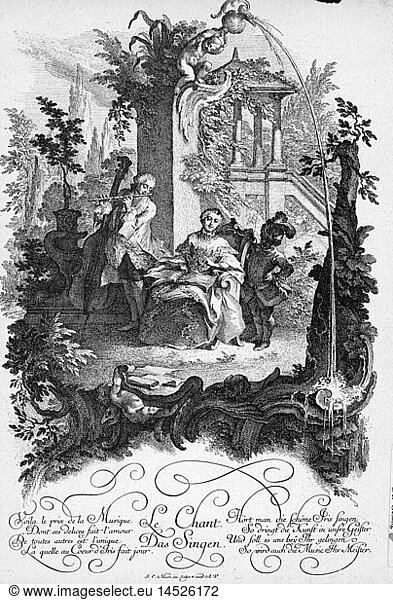 music  vocal music  allegory  the chant  etching by Johannes Esaias Nilson  Augsburg  circa 1770