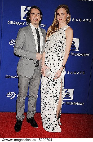Musician Dhani Harrison (L) and wife Solveig 'Sola' Karadottir attend the 57th Annual GRAMMY Awards' 17th Annual GRAMMY Foundation Legacy Concert at the Wilshire Ebell Theatre on February 5  2015 in Los Angeles  California.