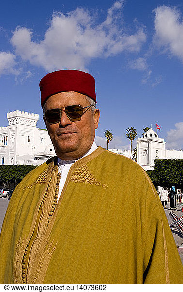 Muslim Man in Robe and Hat  Tunisia