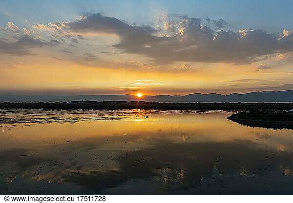 Myanmar  Shan state  Inle lake at sunset