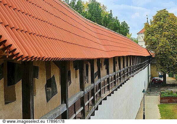 Nördlinger Stadtmauer  einzige vollständig begehbare Stadtmauer Deutschlands  Nördlingen  Landkreis Donau-Ries  Bayern  Deutschland  Europa