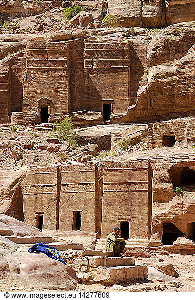 Nabatean tombs  archaeological site of Petra  Jordan  Middle East