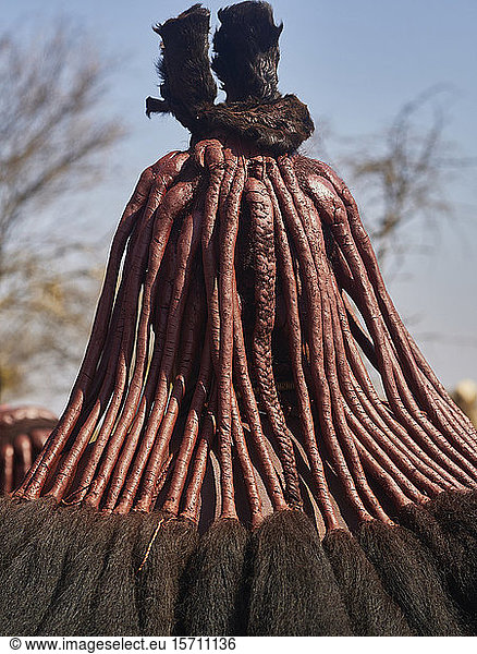 Nahaufnahme einer Himba-Frau und ihrer traditionellen Frisur  Opuwo  Namibia