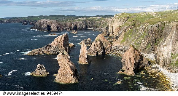 nahe Stapel Anschnitt Europa Steilküste Meer Insel Hebriden Juli Schottland