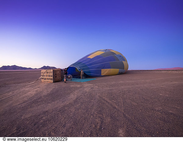 Namibia  Kuala Wilderness Reserve  Air balloon being filled with heated air