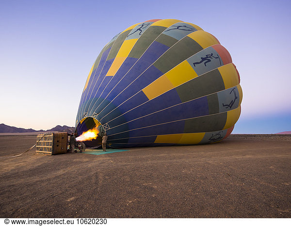 Namibia  Kuala Wilderness Reserve  Air balloon being filled with heated air