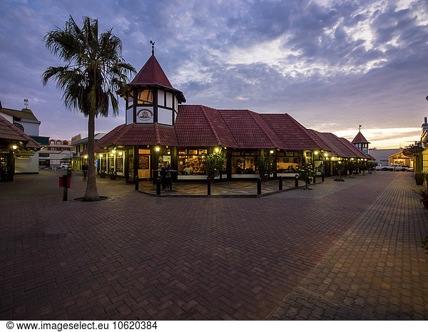 Namibia  Swakopmund  brewhouse  pedestrian area in the evening