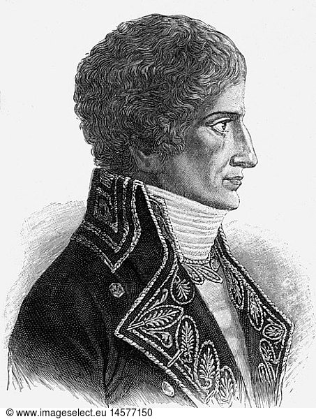 Napoleon I.  15.8.1769 - 5.5. 1821  Kaiser der Franzosen 2.12.1804 - 22.6.1815  Portrait  Profil  als Erster Konsul 1799 - 1804  Xylografie nach Kupferstich von Moreau  um 1801