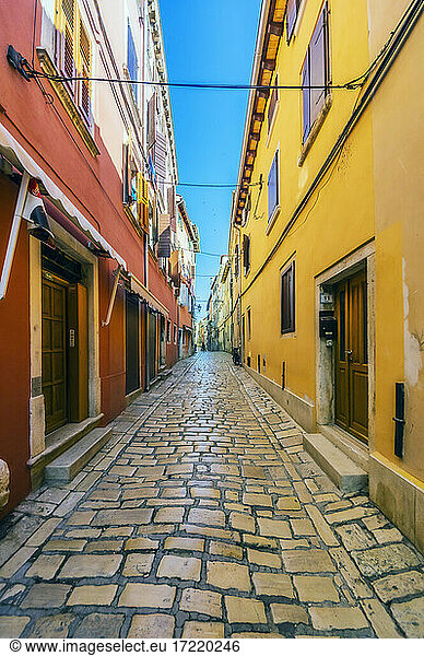 Narrow alley at Rovinj  Istria  Croatia
