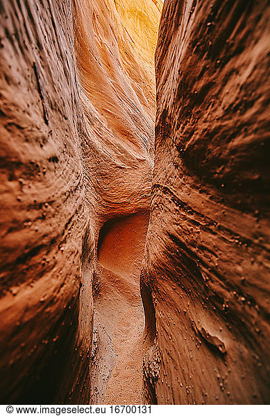 Narrow slot canyons in Escalante  Utah during summer road trip.