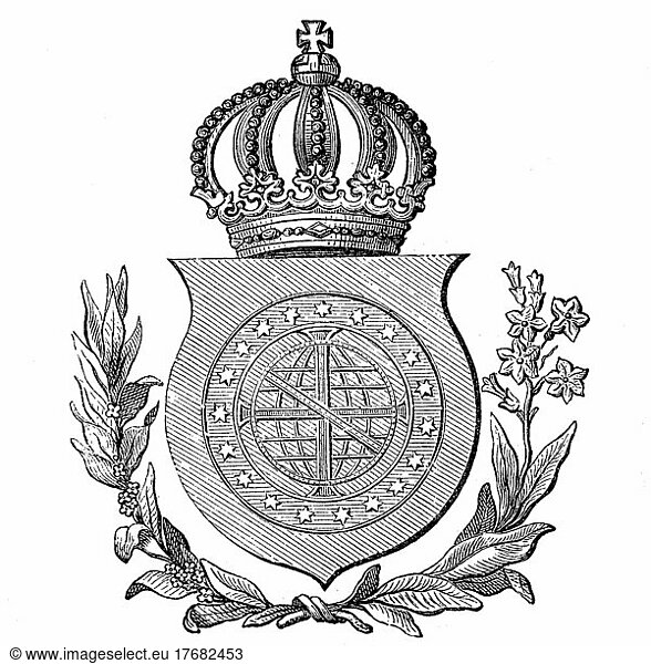 National coat of arms  coat of arms from 1890  Brazil  digitally restored reproduction of an original template from the 19th century  exact original date not known  South America