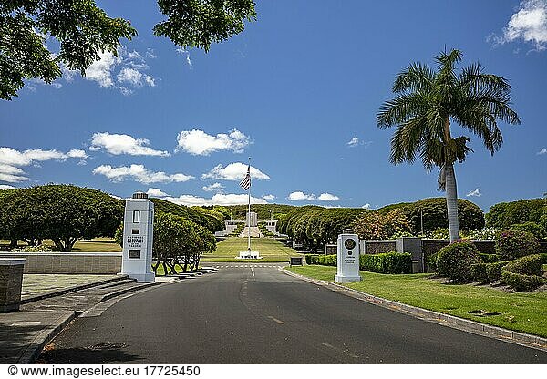 National Memorial Cemetery of the Pacific  military cemetery in Punchbowl Crater  Honolulu  Oahu  Hawaii  USA  North America