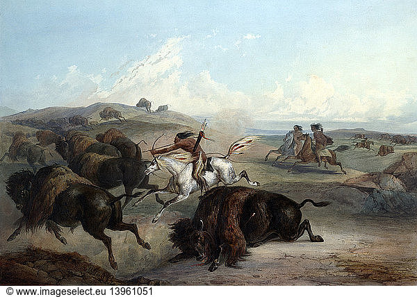 Native American Indian Bison Hunt  1830s