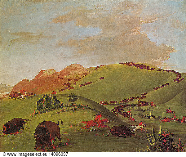 Native American Indians  Buffalo Chase  1832