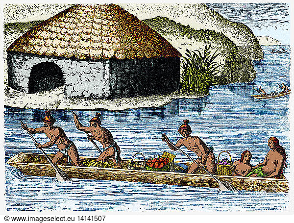 Native Americans Transporting Crops  16th Century