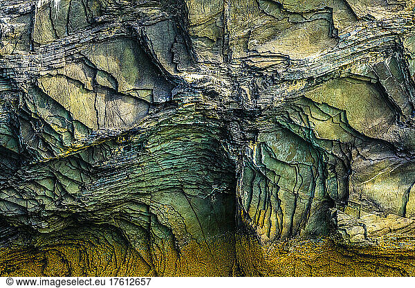 Natural abstract of chevron folding in metamorphi rocks.