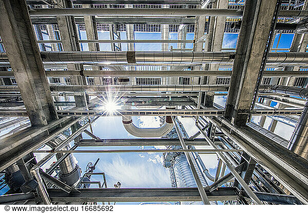 Natural gas processing plant structures with sun flare