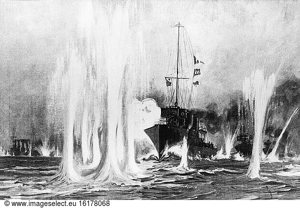 Naval battle  August 1914  wood eng.