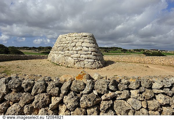 Naveta d'Es Tudon megalithic chamber tomb (1130-820 BC) Menorca Balearic Islands Spain Europe.