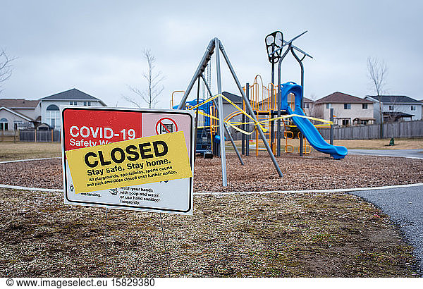 Neighborhood playground closed during Covid 19 pandemic.