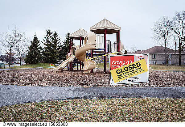 Neighborhood playground closed during Covid 19 pandemic.