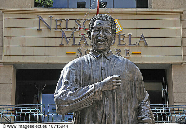 Nelson Mandela Statue at Nelson Mandela Square at Michelangelo Town Mall  Sandton  Johannesburg  Gauteng  South Africa