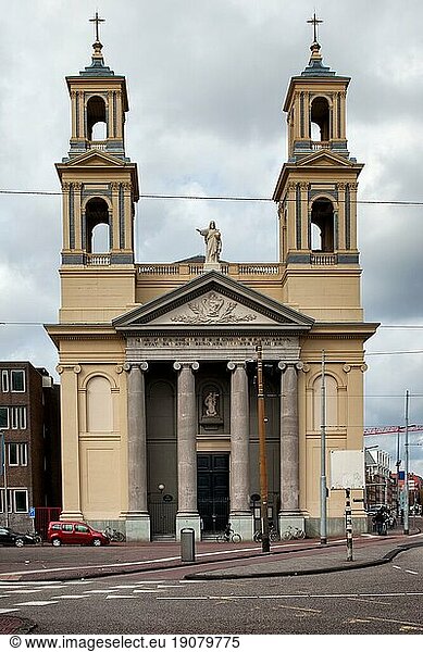 Neoclassical Moses and Aaron Church (Dutch: Mozes en Aaronkerk) in Amsterdam  Netherlands