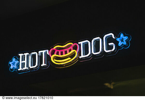 Neon sign advertising fast food restaurant