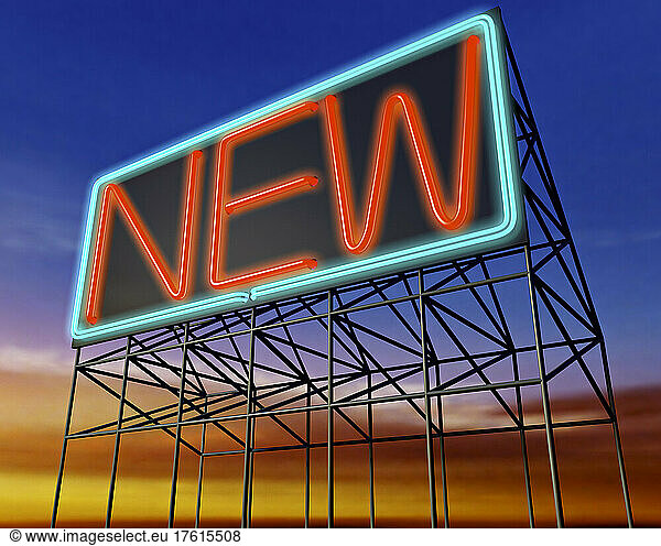 Neon Sing of the Word New