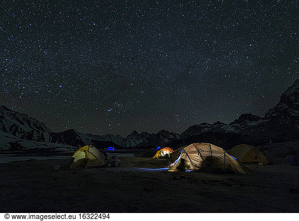 Nepal  Himalaya  Khumbu  Ama Dablam base camp at night