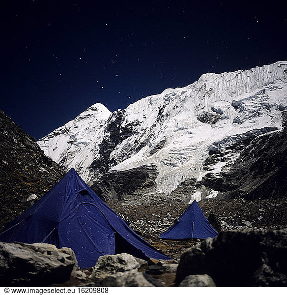 Nepal  Solo Khumbu  Island Peak with Base Camp at night