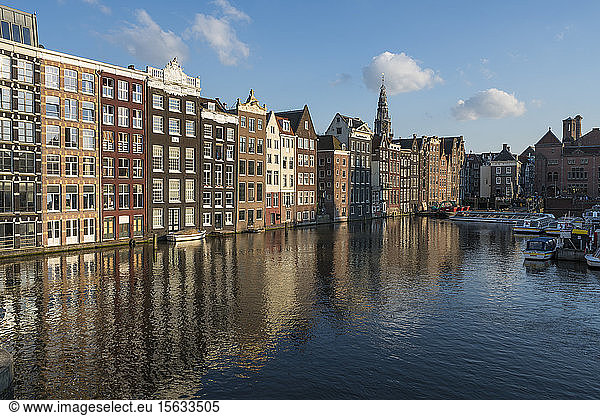 Netherlands  Amsterdam  Row of waterfront houses