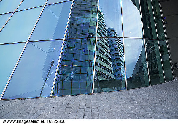 Netherlands  Arnheim  part of glass facade of central station with reflection
