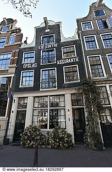 Netherlands  North Holland  Amsterdam  Facade of store standing between town houses