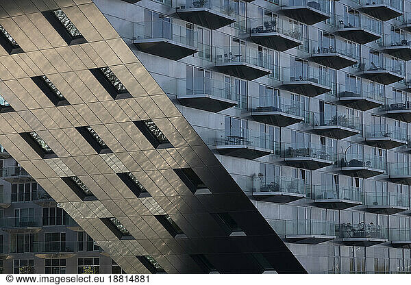 Netherlands  North Holland  Amsterdam  Rows of balconies of Sluishuis apartment building