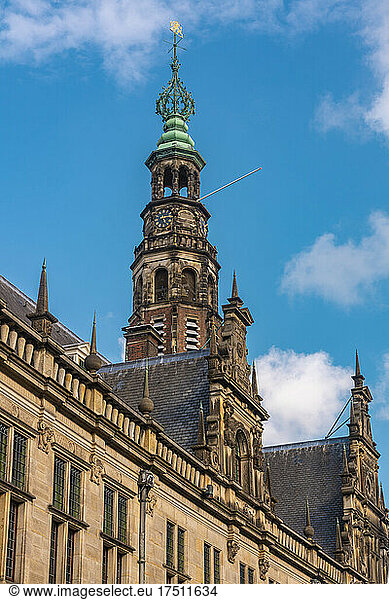 Netherlands  South Holland  Leiden  Bell tower of Stadhuis van Leiden