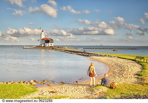 Netherlands  Waterland  Marken  Ijsselmeer  lighthouse Paard van Marken