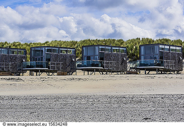 Netherlands  Zeeland  Domburg  row of modern houses on sandy beach