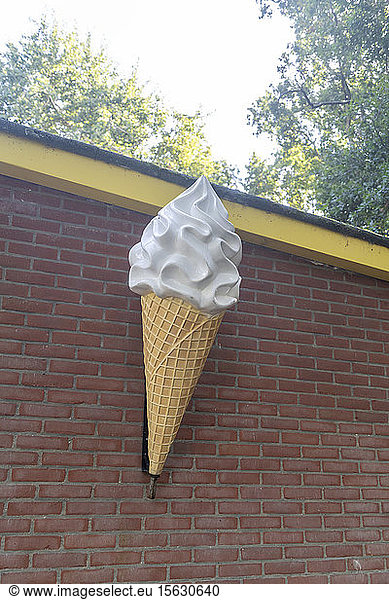 Netherlands  Zeeland  Oostkapelle  ice cream advertisement on brick wall
