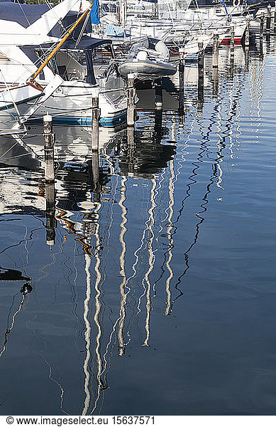 Netherlands  Zeeland  Veere  sailboats reflecting in water