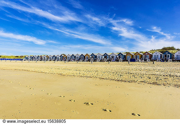 Netherlands  Zeeland  Vlissingen  row of wooden houses on sandy beach