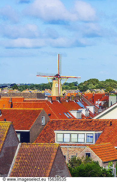 Netherlands  Zeeland  Westkapelle  townscape with windmillÂ 