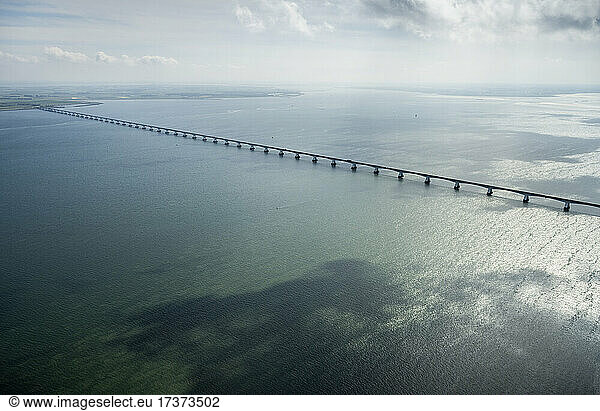 Netherlands  Zeeland  Zierikzee  Aerial view of bridge over bay