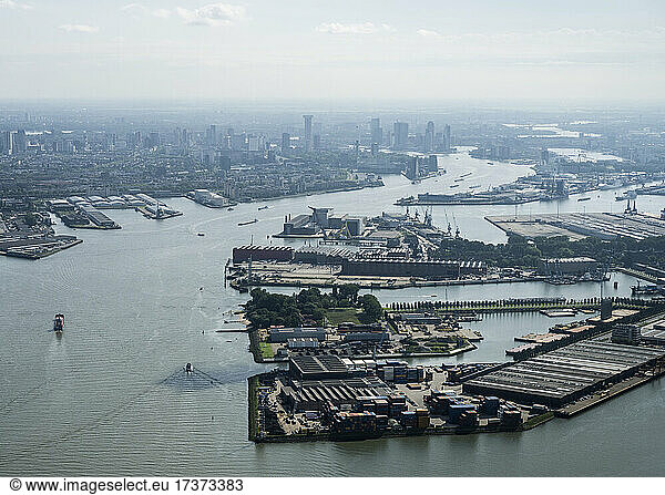 Netherlands  Zuid-Holland  Rotterdam  Aerial view of harbor
