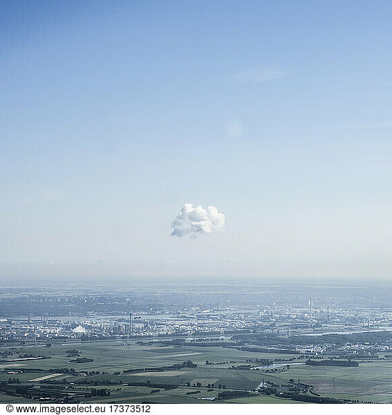Netherlands  Zuid-Holland  Spijkenisse  Single cloud above rural landscape