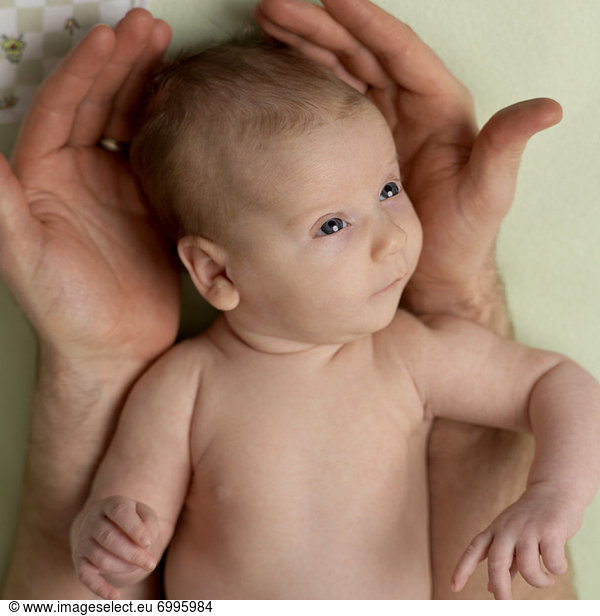 Neugeborenes  neugeboren  Neugeborene  Menschlicher Vater  halten  Mädchen  Baby