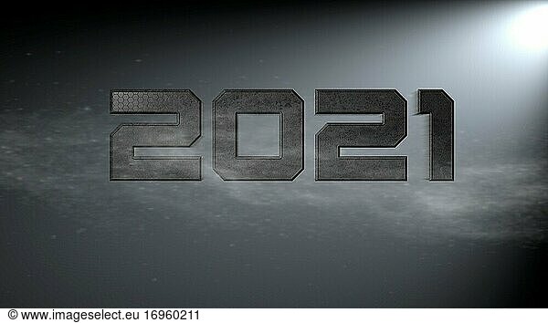 Neujahr 2021 Grafik Text mit Hexagon Textur auf grauem Hintergrund