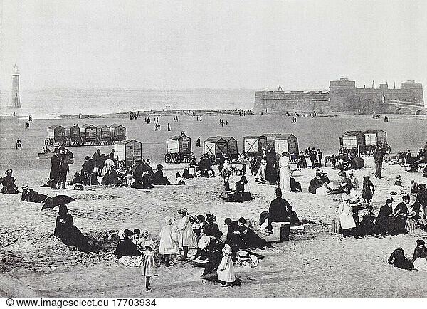 New Brighton  Wallasey  Merseyside  England  showing the fort and the lighthouse in the 19th century. From Around The Coast  An Album of Pictures from Photographs of the Chief Seaside Places of Interest in Great Britain and Ireland published London  1895  by George Newnes Limited.