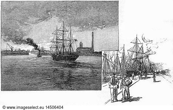 New Docks  Buenos Aires  Argentina  Harper's New Monthly Magazine  Illustration  March 1891