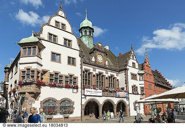 New town hall with bell tower on the town hall square  Freiburg im Breisgau  Baden-Württemberg  Germany  Europe